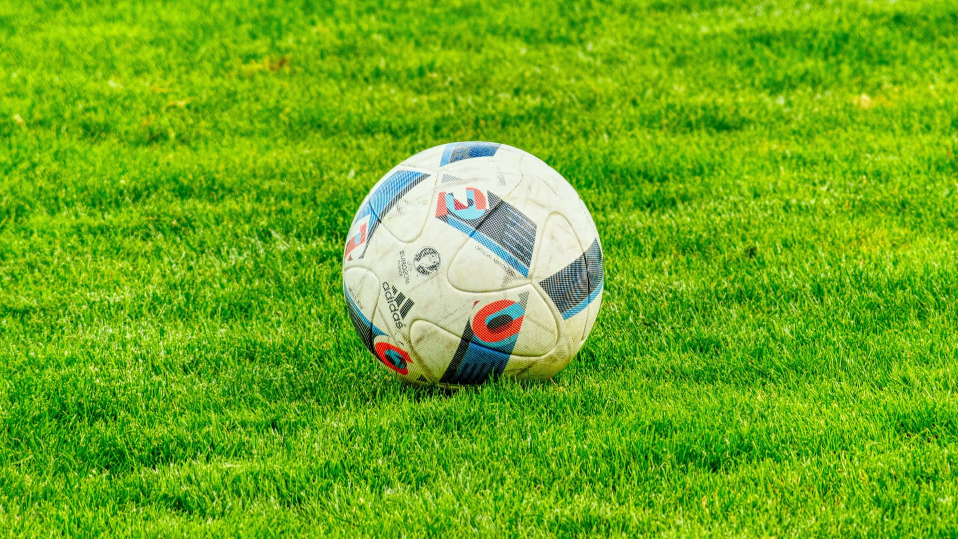 Soccer Ballon Grass Field Wallpaper