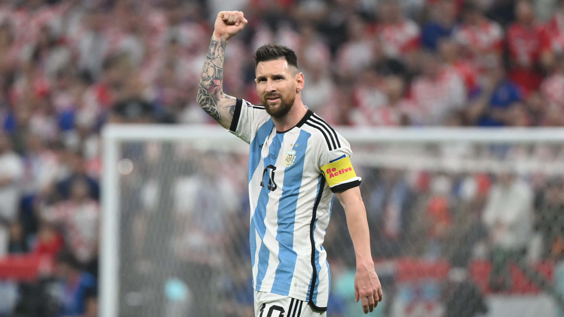 Soccer Captain Celebration Argentina Stripes Wallpaper