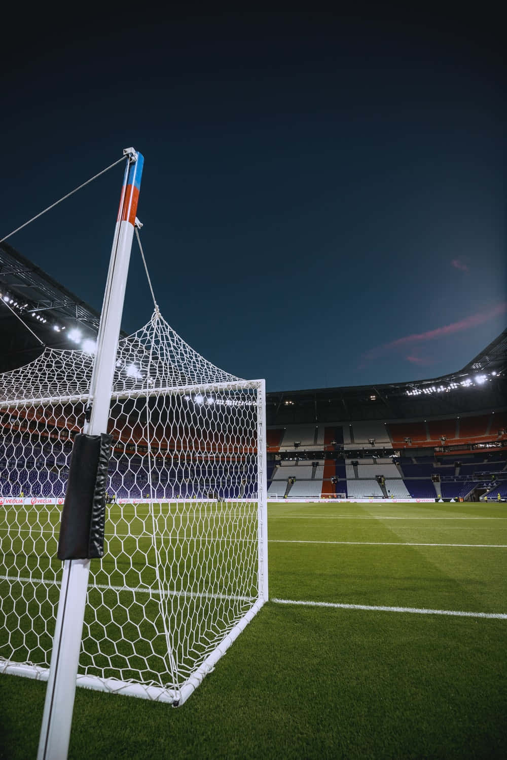 Voetbal Doelpaal Op Stadion Nacht Achtergrond