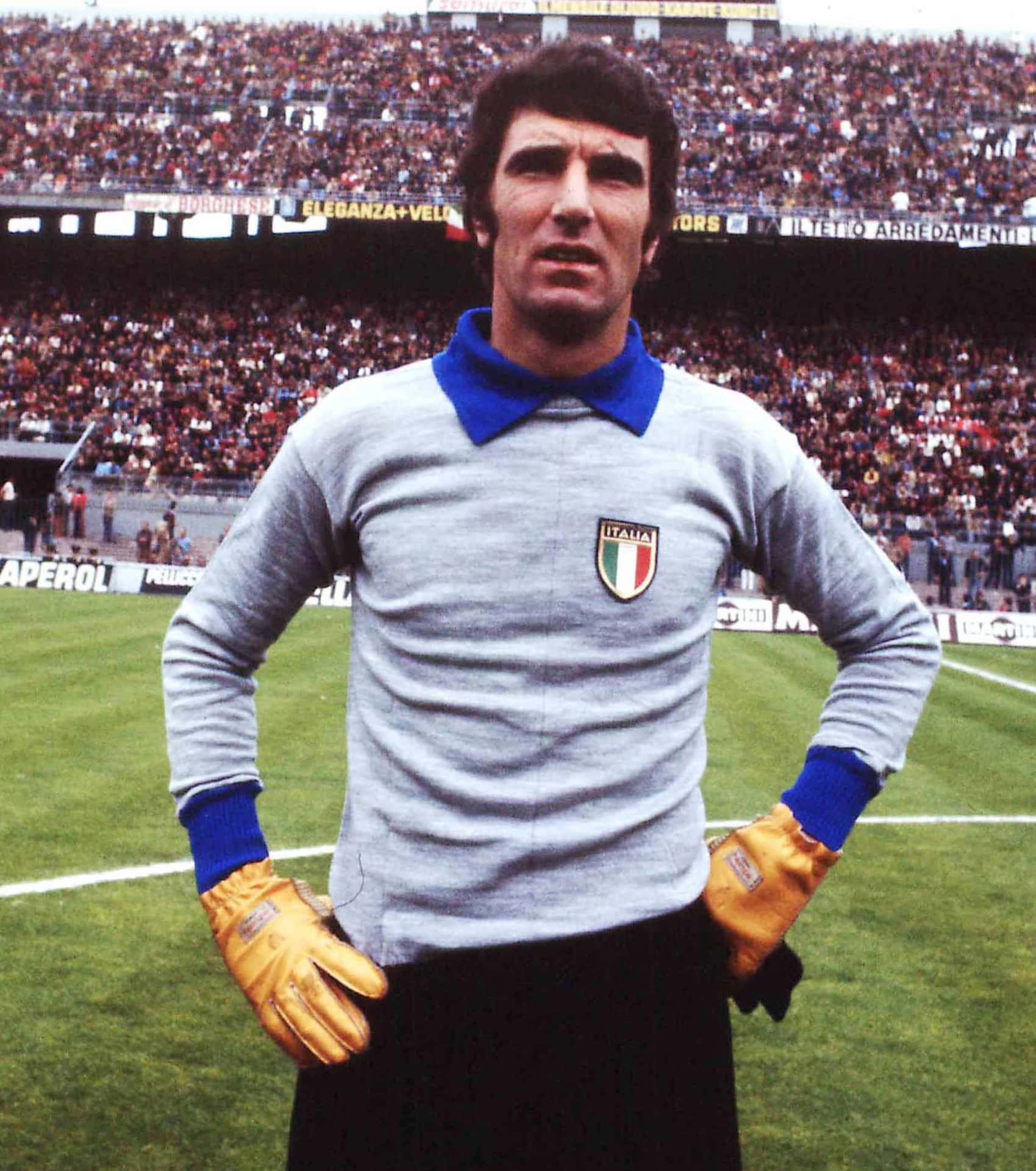 Legendary Goalkeeper Dino Zoff in Action Wallpaper