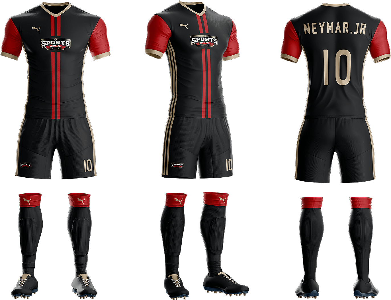 Soccer Kit Mockup Neymar Jr10 PNG