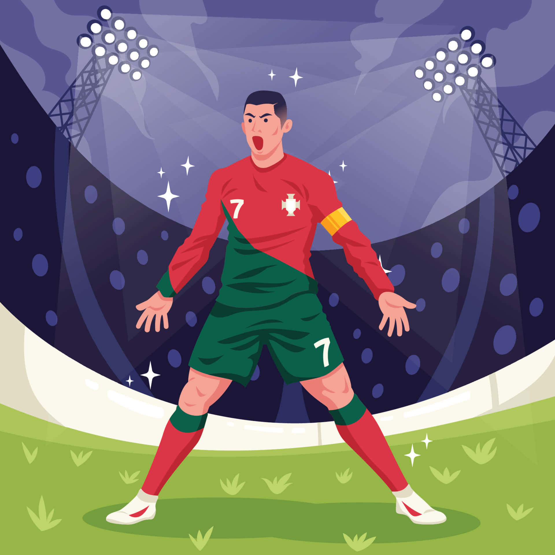 Soccer Player Celebration Illustration Wallpaper