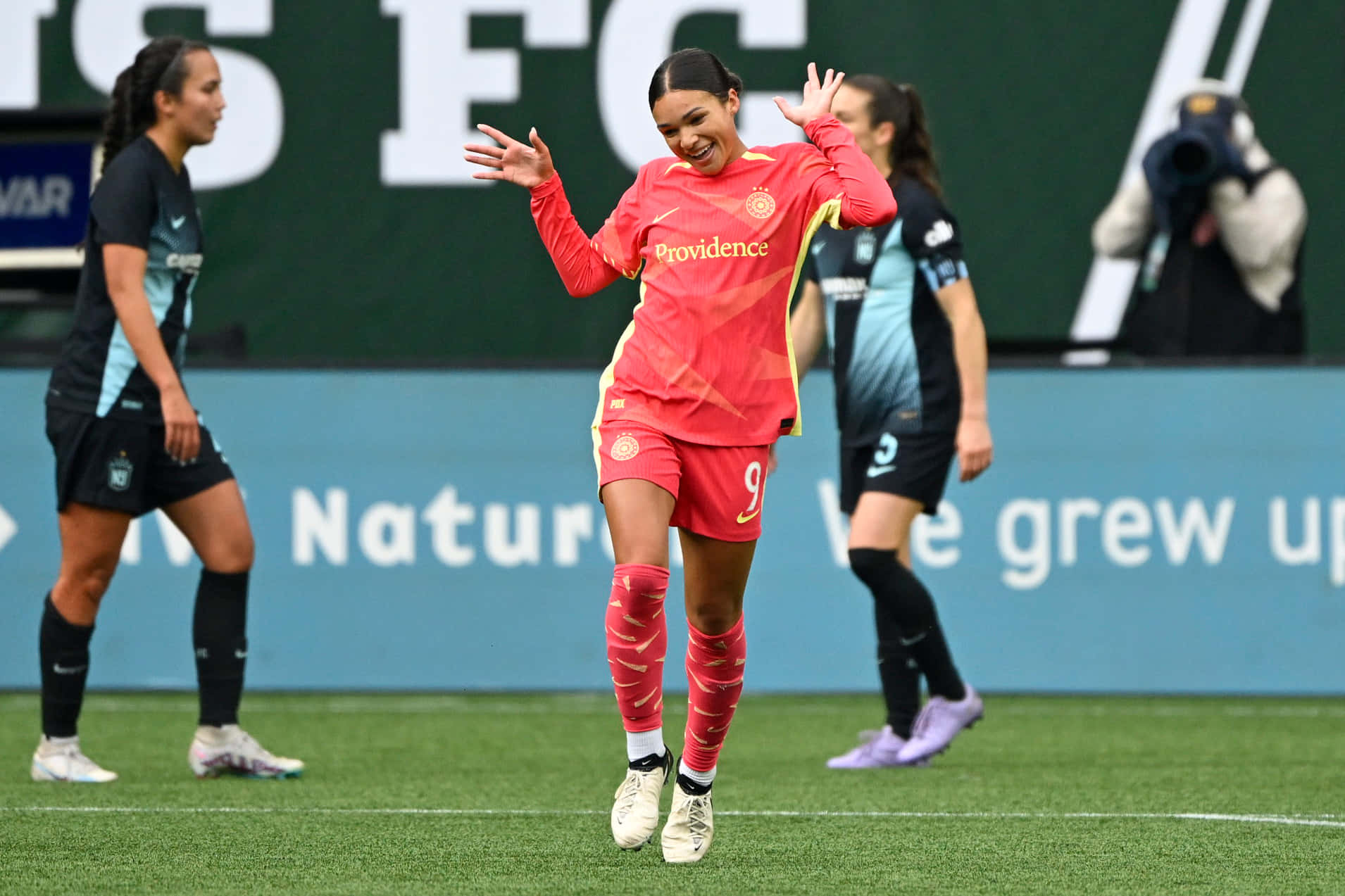 Voetballer Viering Op Het Veld Achtergrond