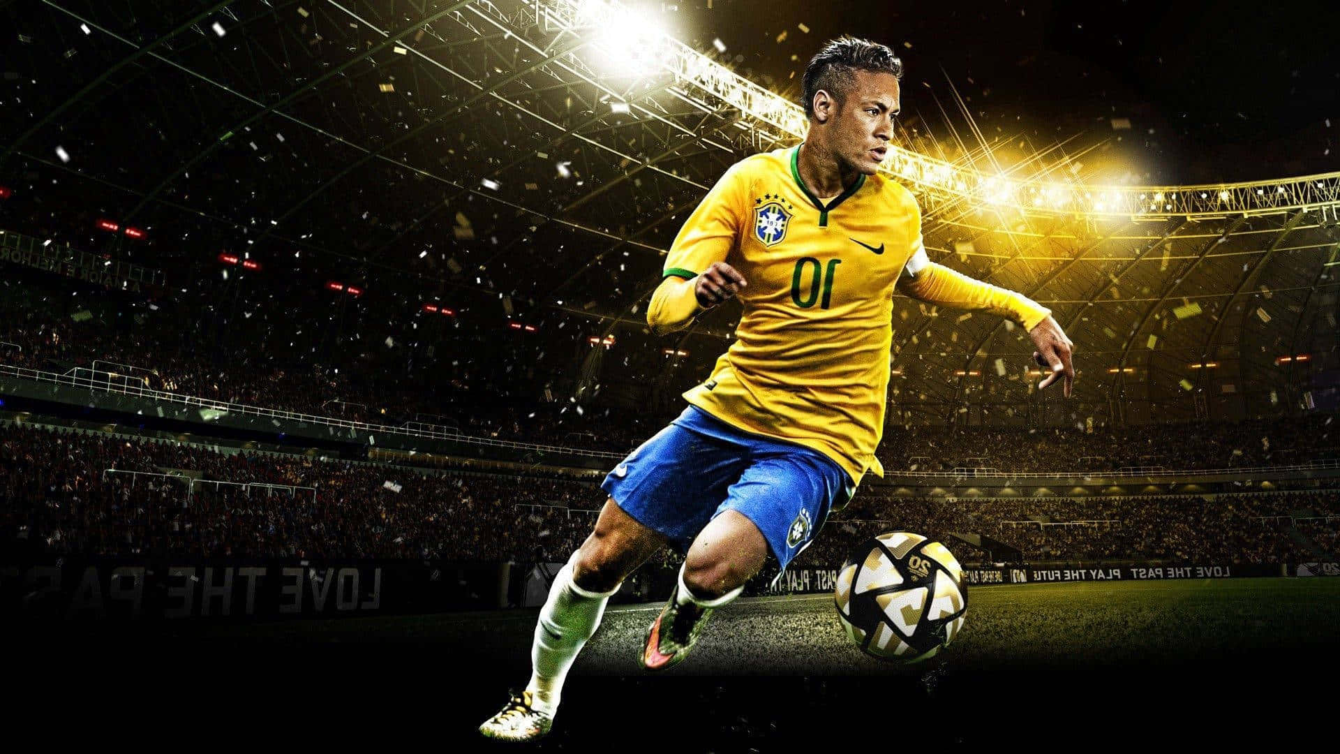 Soccer_ Player_ Dribbling_in_ Stadium.jpg Wallpaper