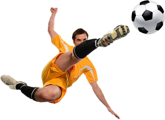 Soccer Player Mid Air Kick PNG