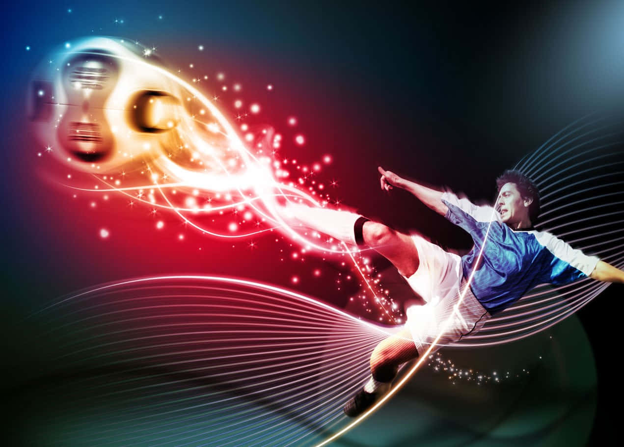 Soccer Player Passing The Ball Energetically Wallpaper