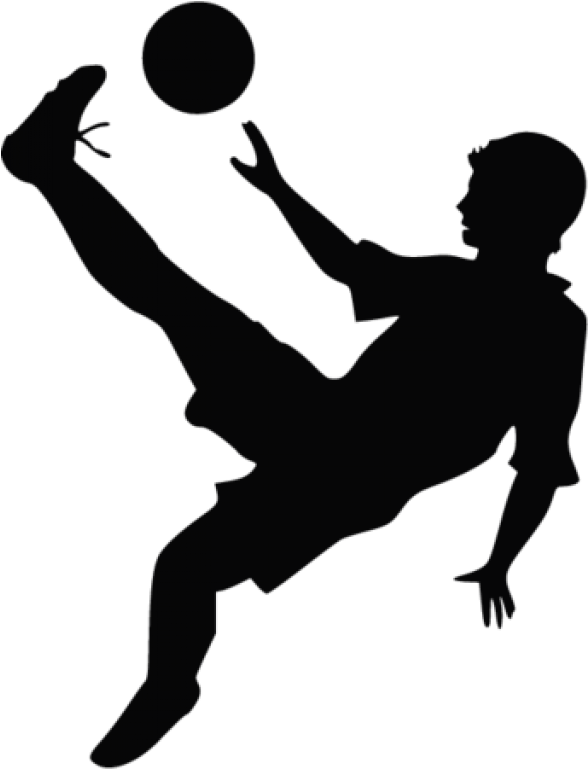 Soccer Player Silhouette Kicking Ball PNG