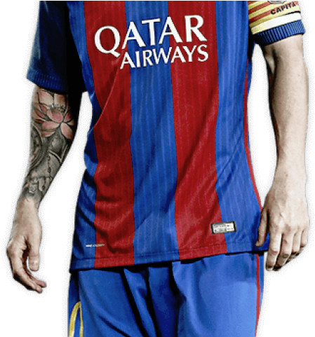 Soccer Player Tattooed Arms Qatar Airways Kit PNG