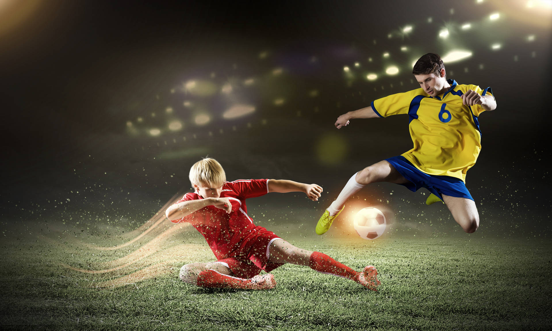 Professional soccer players competing on the field. Wallpaper