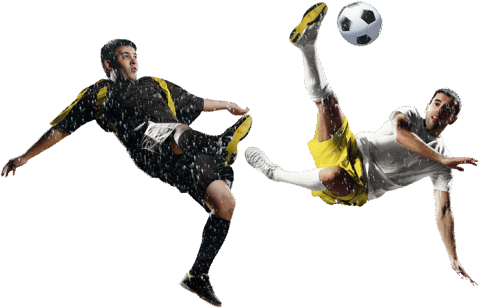 Soccer Players Mid Air Duel PNG