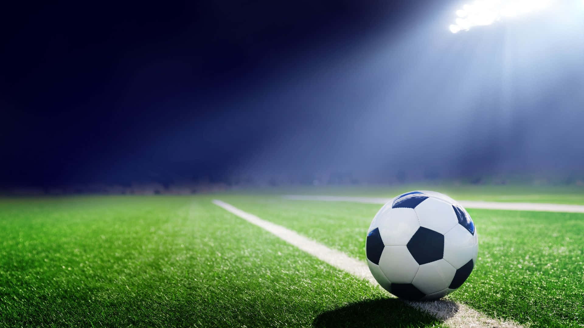A thrilling soccer match under bright stadium lights