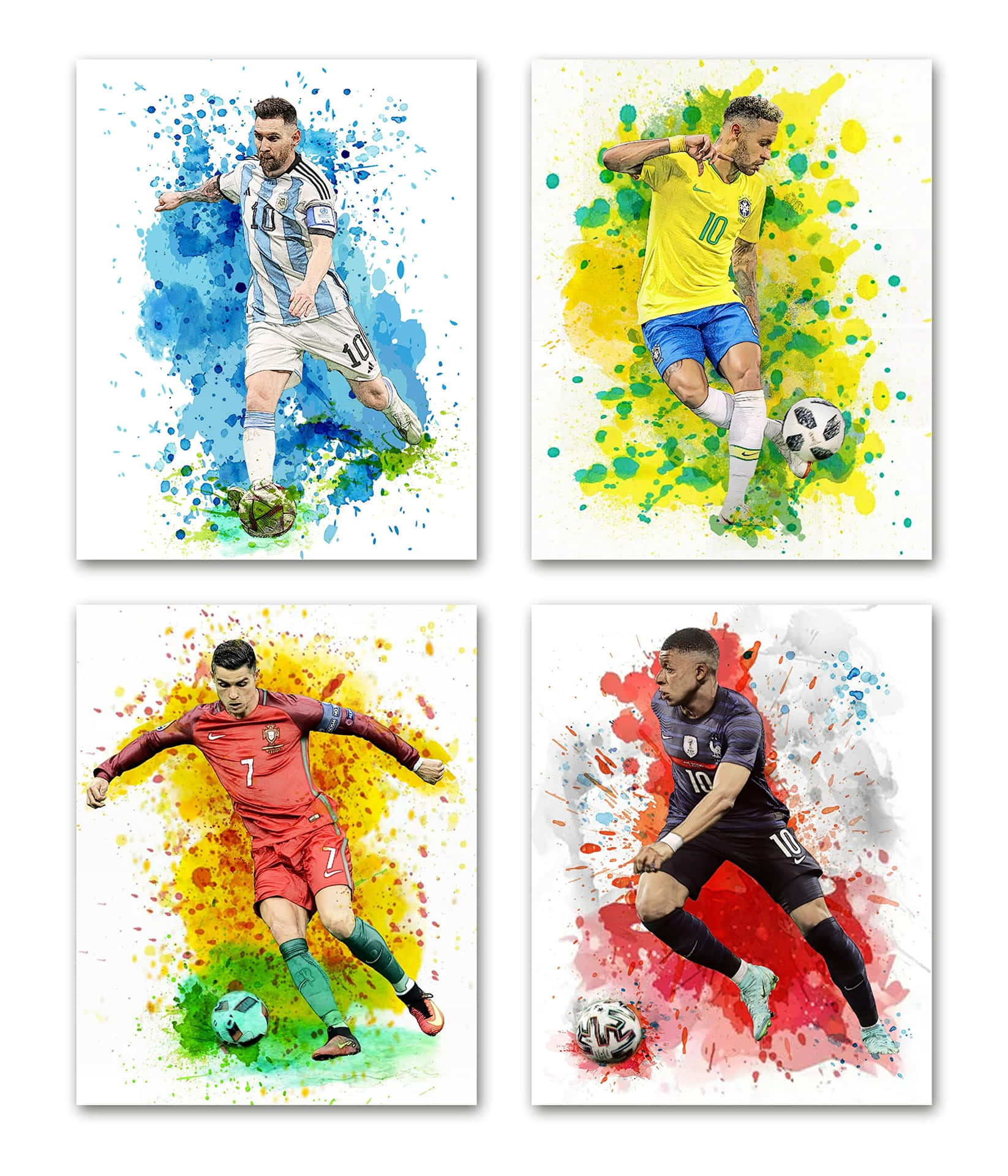 Soccer Stars Watercolor Artwork Wallpaper