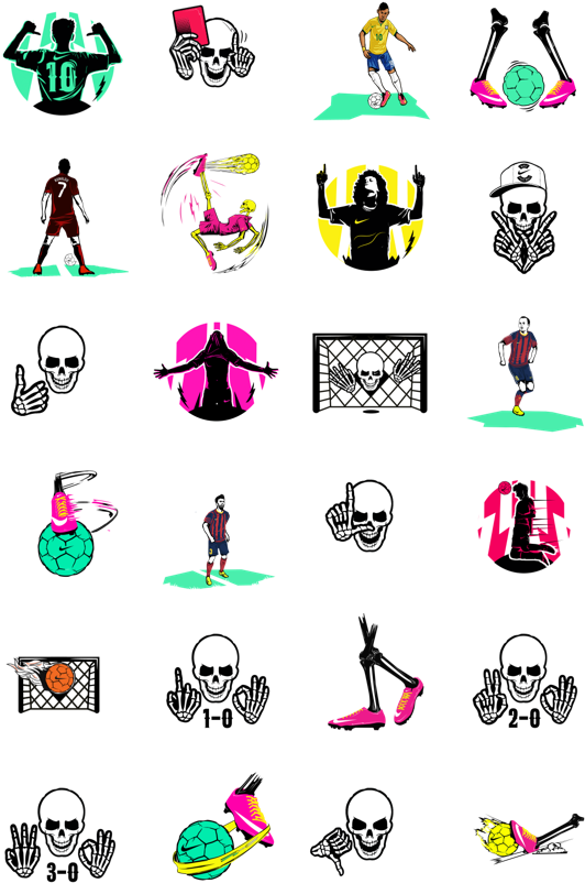 Soccer Themed Skull Emojis PNG