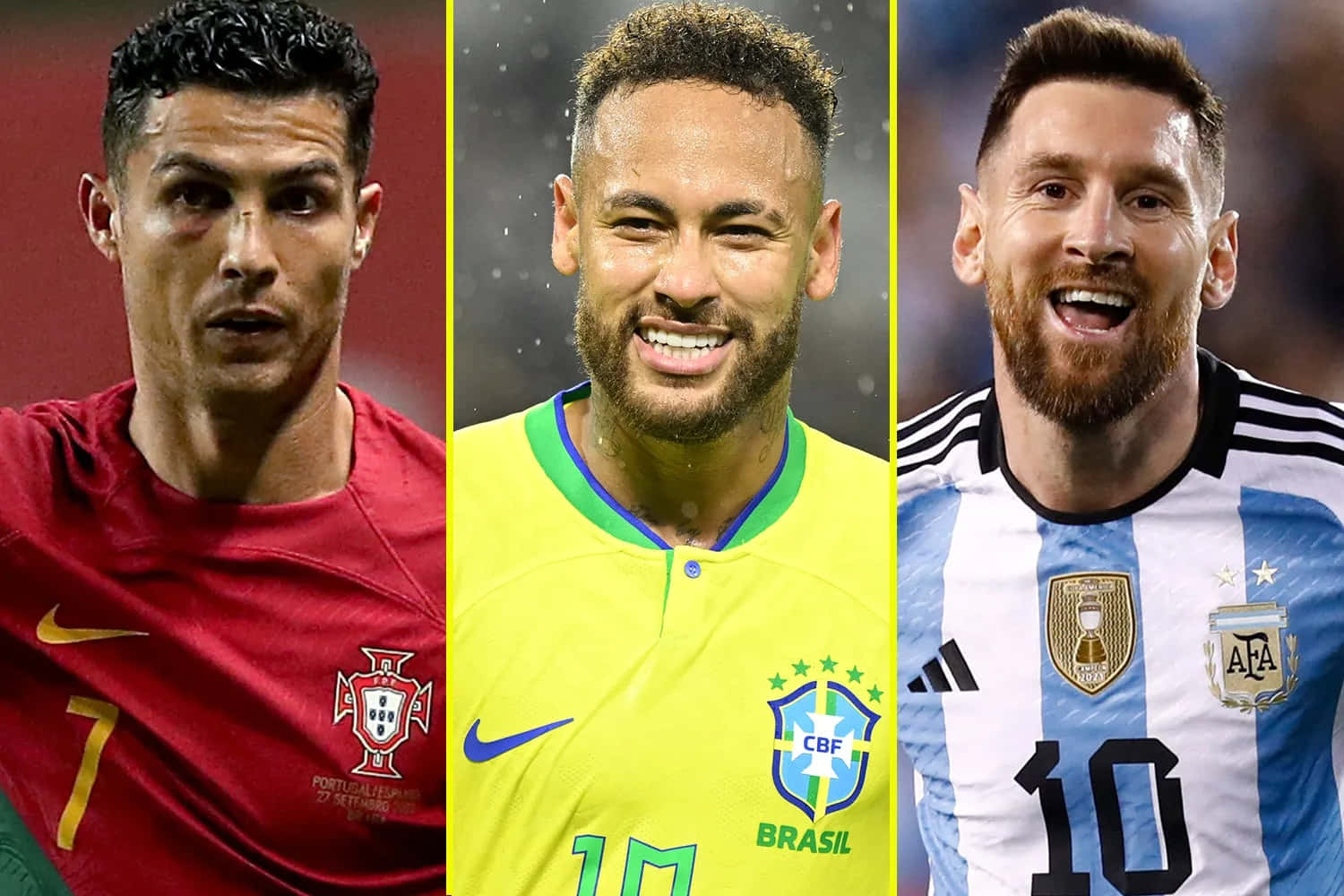 Soccer_ Trio_ Ronaldo_ Messi_ Neymar Wallpaper