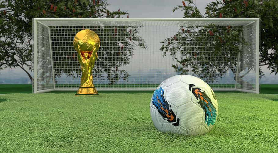 Trophée De Football Et Ballon Sur Le Terrain Fond d'écran