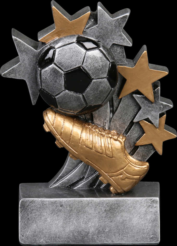 Soccer Trophywith Starsand Golden Shoe PNG