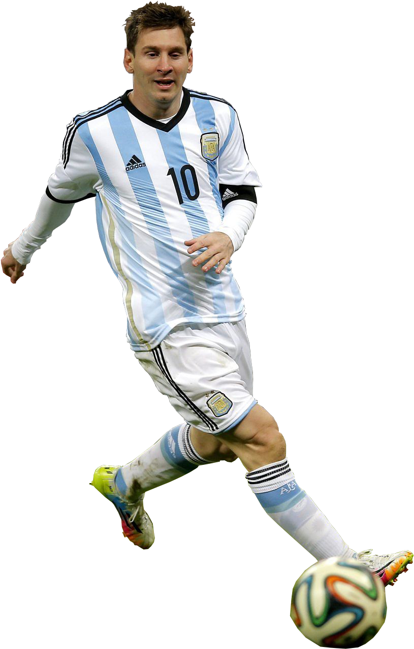 Soccer_ Player_in_ Action_ Argentina_ Kit PNG