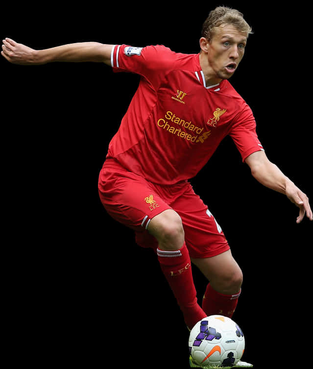 Soccer_ Player_in_ Action_ Red_ Kit PNG