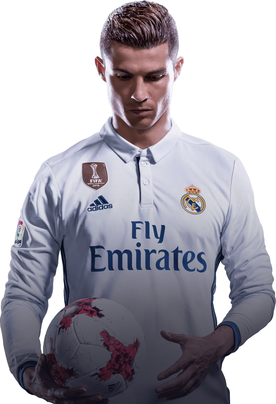 Soccer_ Star_ Holding_ Ball_ Real_ Madrid_ Kit PNG