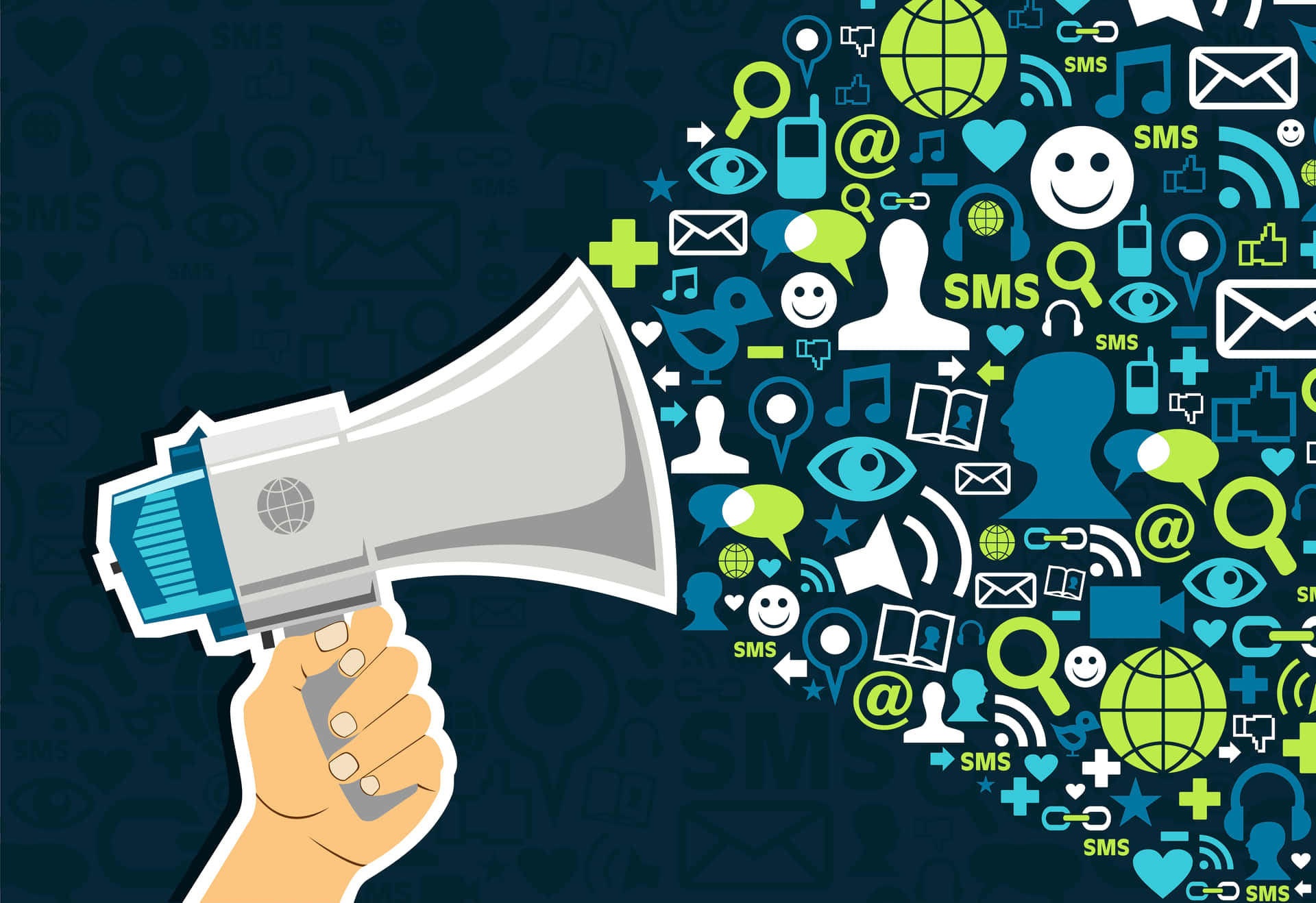 Sozialemedien Marketing - Eine Hand, Die Ein Megaphon Hält