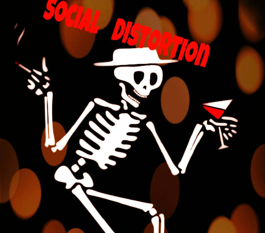 Esqueletodo Distortion Social Com Bokeh Laranja. Papel de Parede