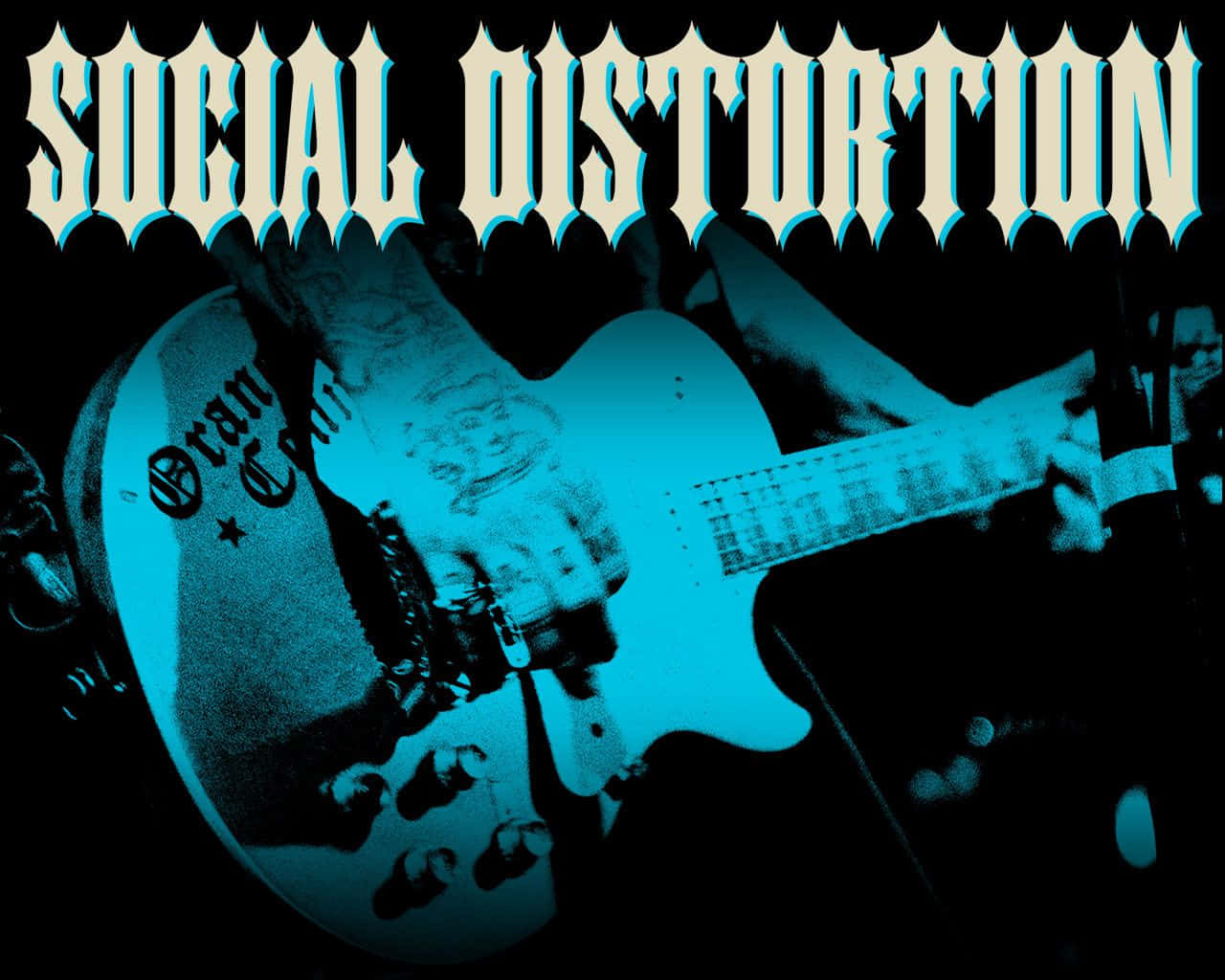 Mãotatuada Tocando Guitarra Do Social Distortion. Papel de Parede