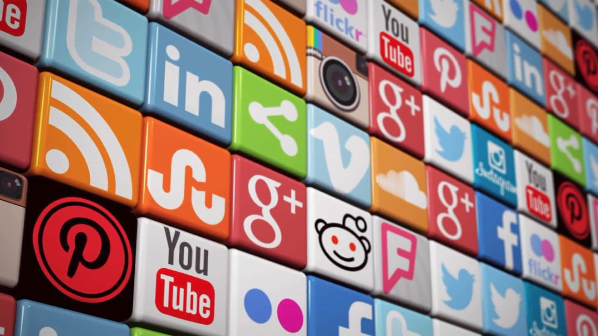 Ikoner for sociale medier ordnet i en række Wallpaper