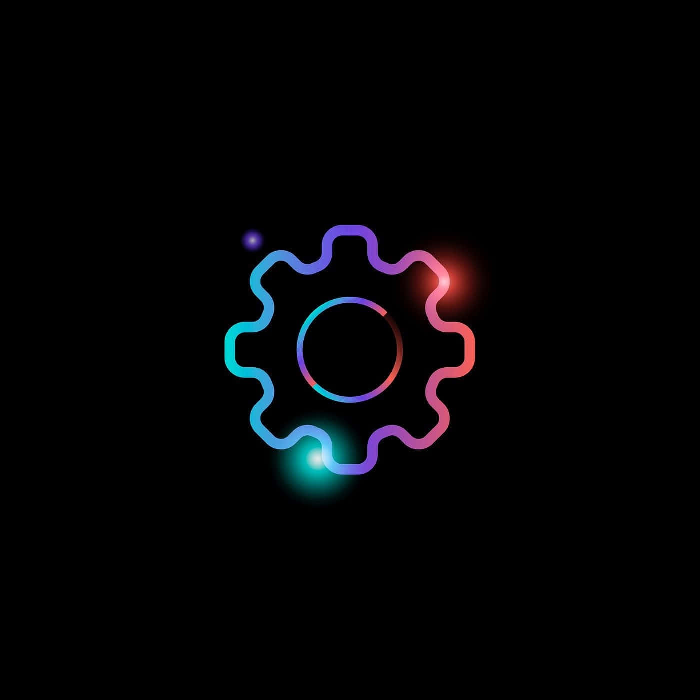 Neon Gear Logo Social Media Apps Wallpaper