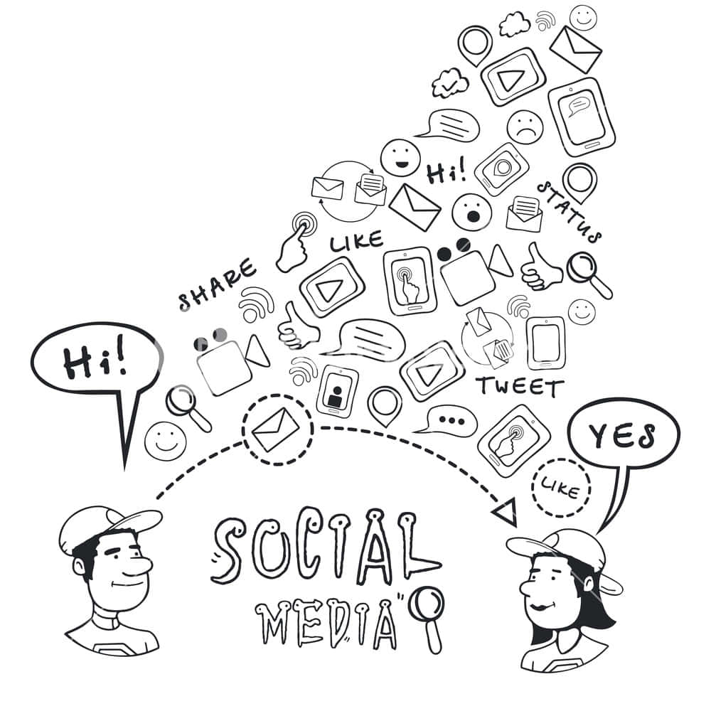 Sozialemedien Symbole Mit Menschen, Die Miteinander Reden