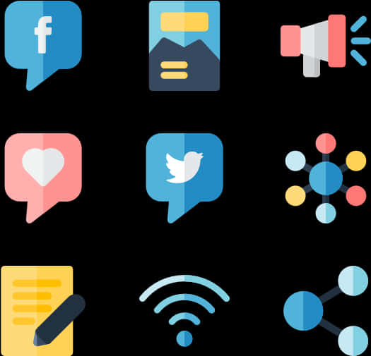 Social Media Communication Icons PNG