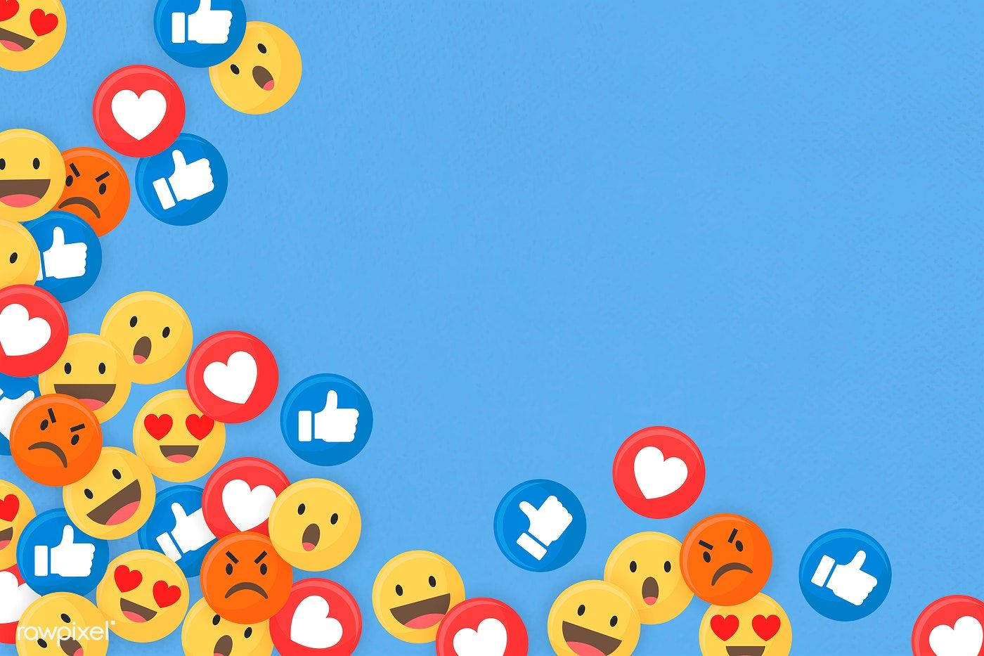 Social Media Emojis Blue Wallpaper
