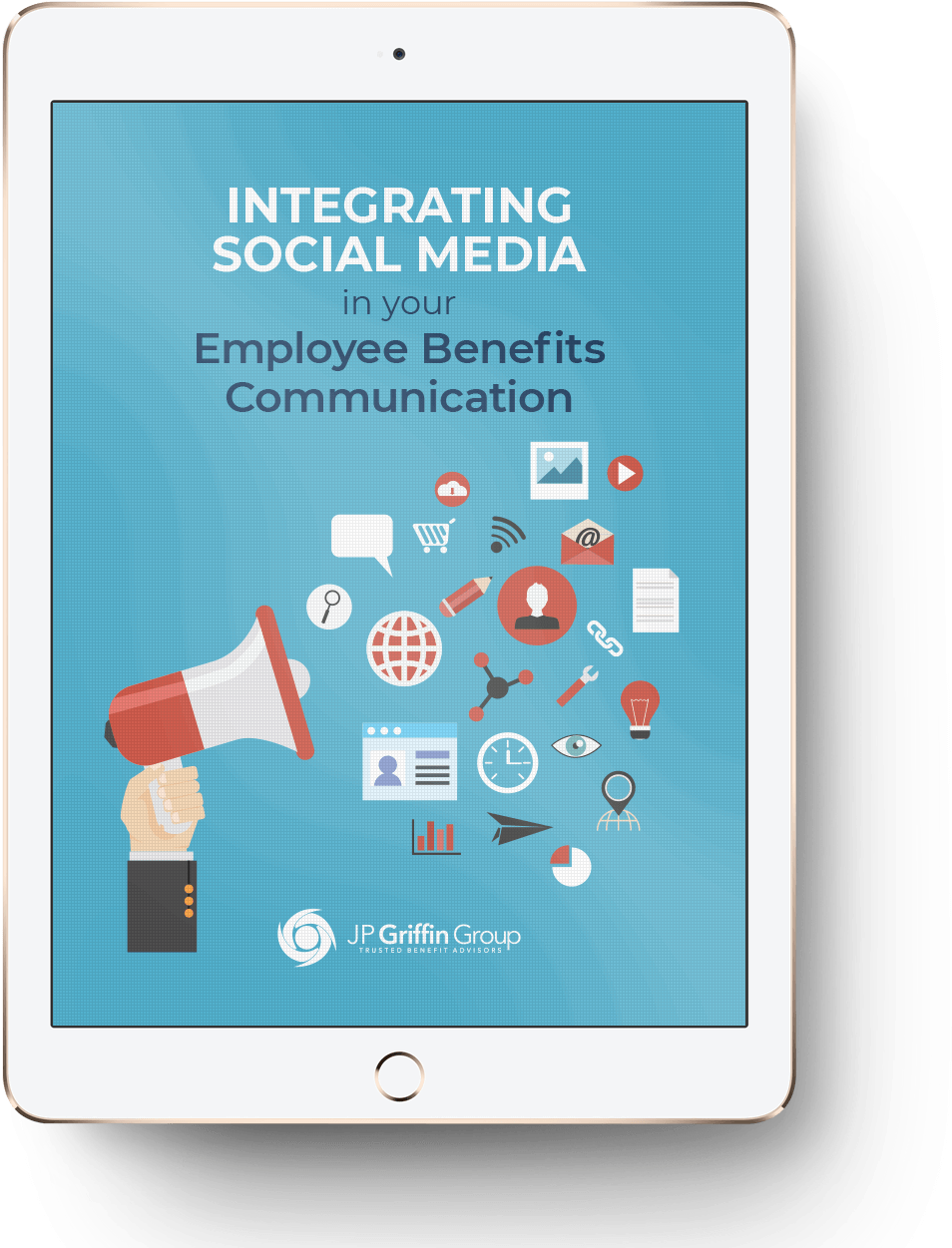 Social Media Employee Benefits Communication Tablet PNG