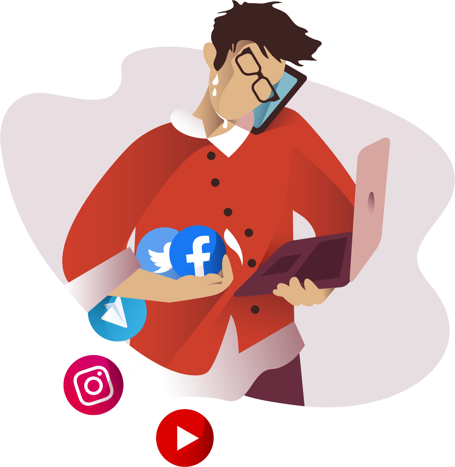 Social Media Engagement Illustration PNG