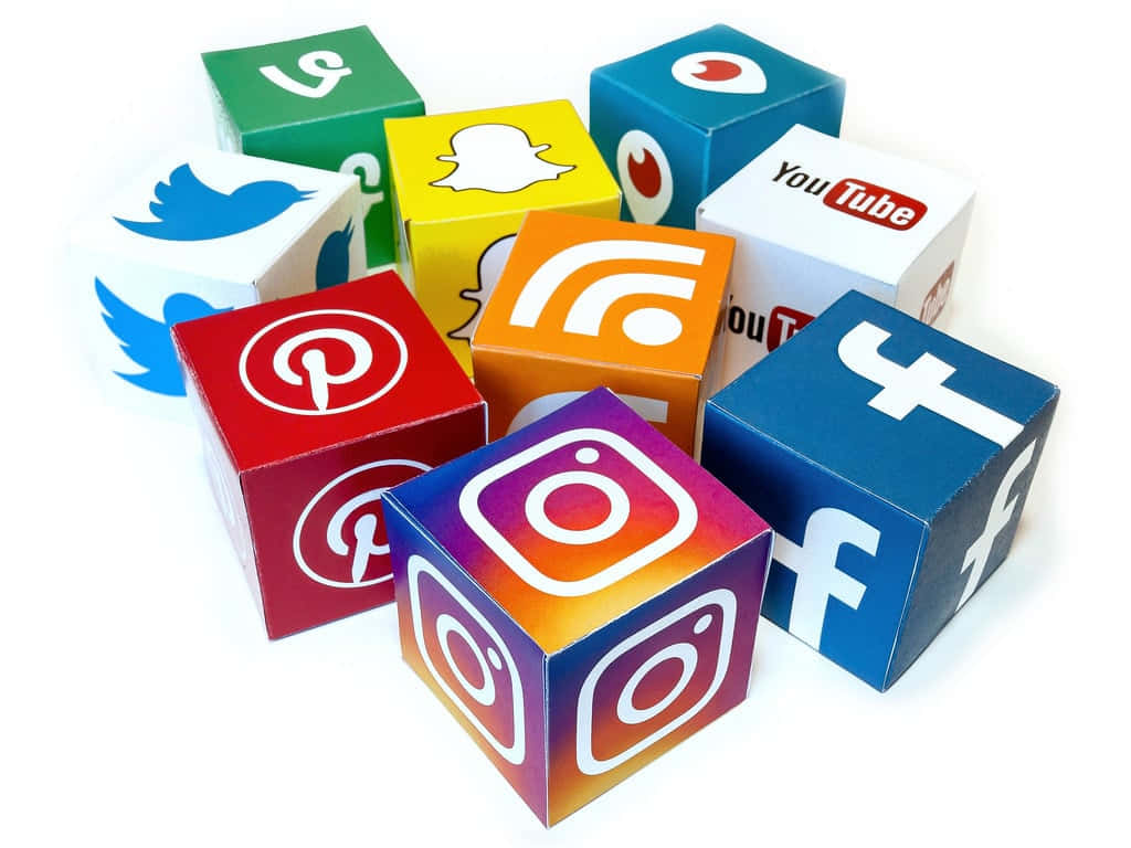 Social Media Icons Cubes Wallpaper