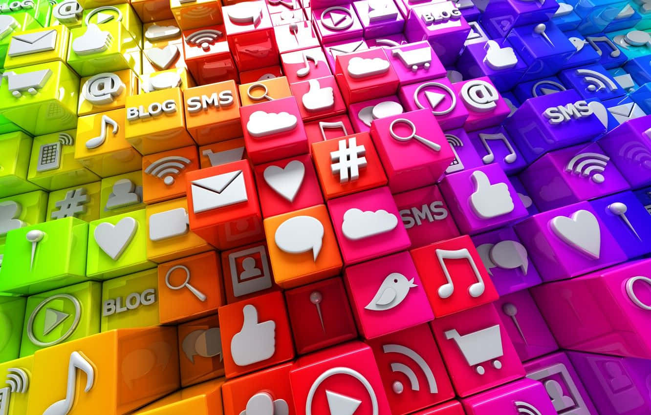 A Colorful Block Of Social Icons Wallpaper