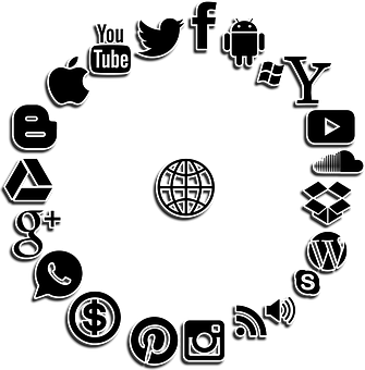 Social Media Icons Black Background PNG