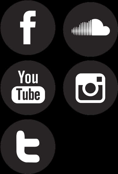 Social Media Icons Black Background PNG