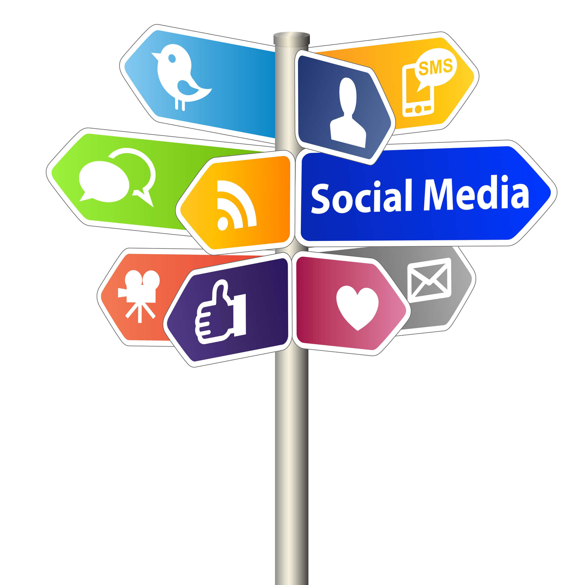 Social Media Icons Directional Signage Wallpaper