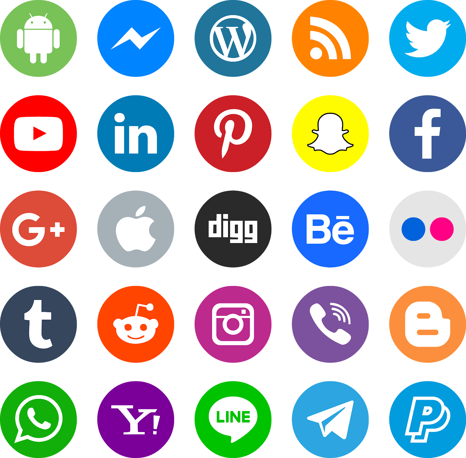 Social Media Icons Collection Transparent Background PNG