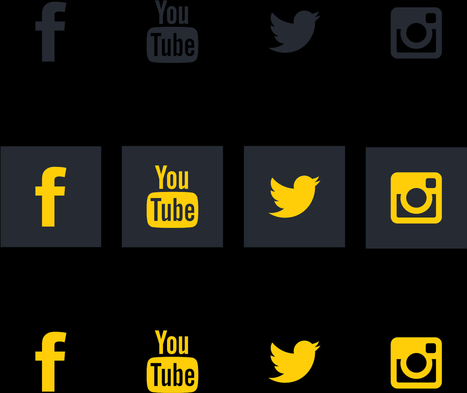 Social Media Icons Contrast PNG