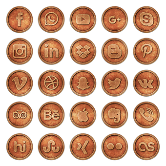 Social Media Icons Copper Texture PNG