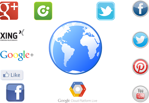 Social Media Icons Globe Central PNG