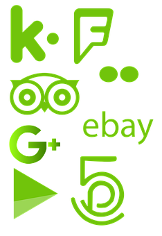 Social Media Icons Green Background PNG