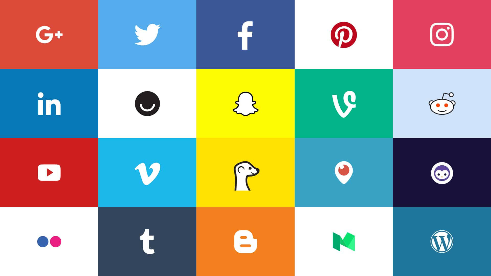 Social Media Icons On Colourful Tiles Wallpaper