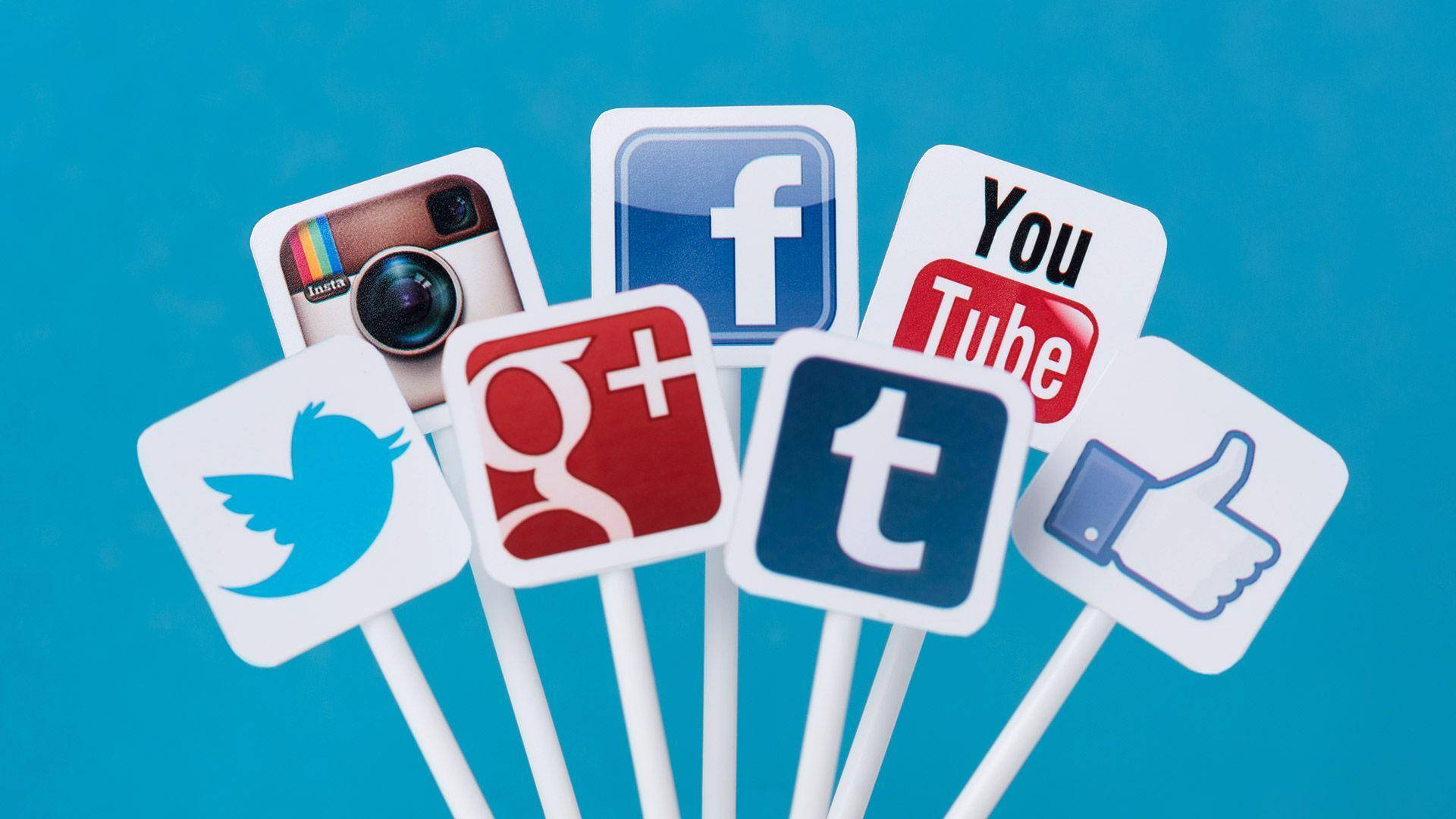 Social Media Icons On Stick Wallpaper