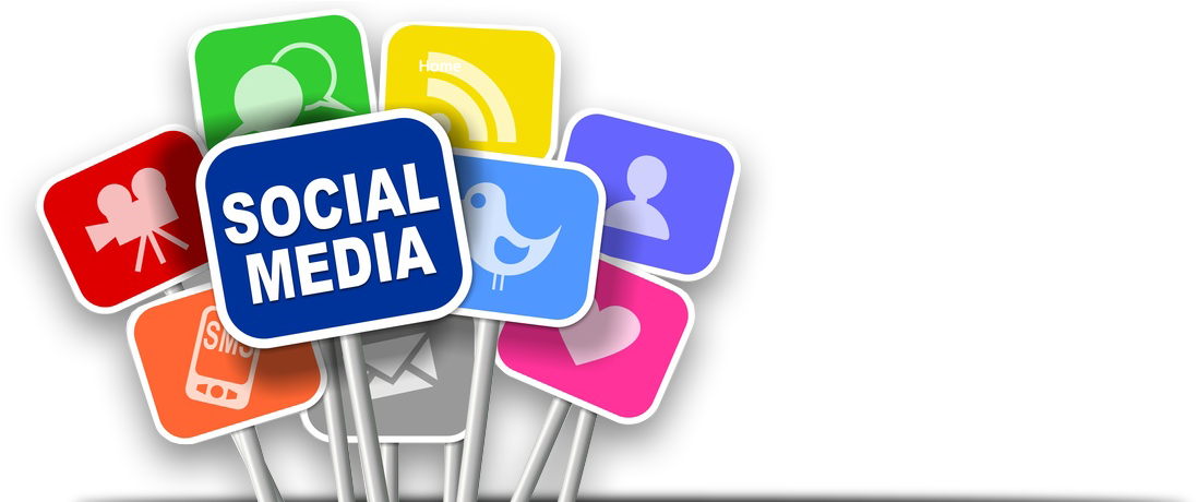 Social Media Icons Popping Out PNG