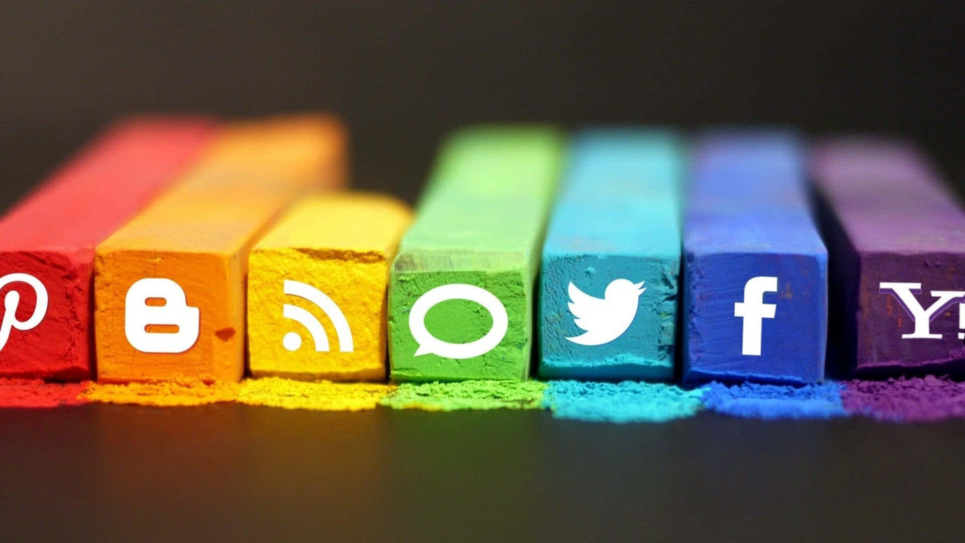 Social Media Icons On Colored Chalk Wallpaper