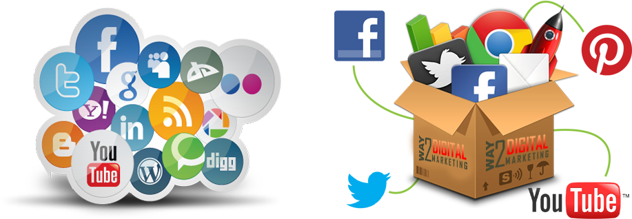 Social Media Iconsand Digital Marketing Concept PNG