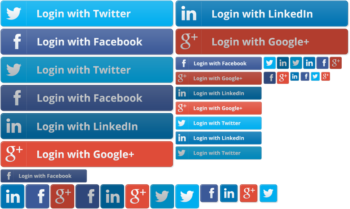 Social Media Login Buttons Collection PNG