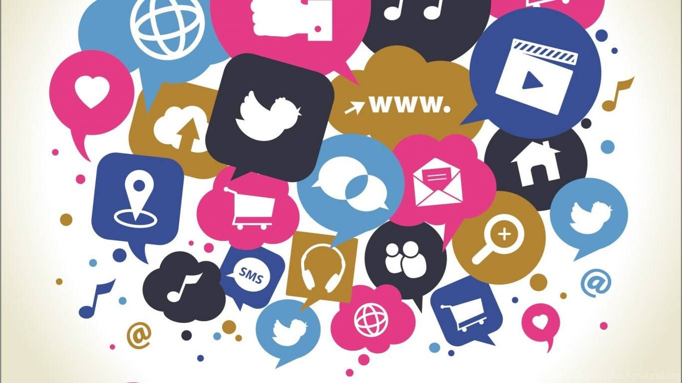 Social Media Logos Thought Bubbles Wallpaper